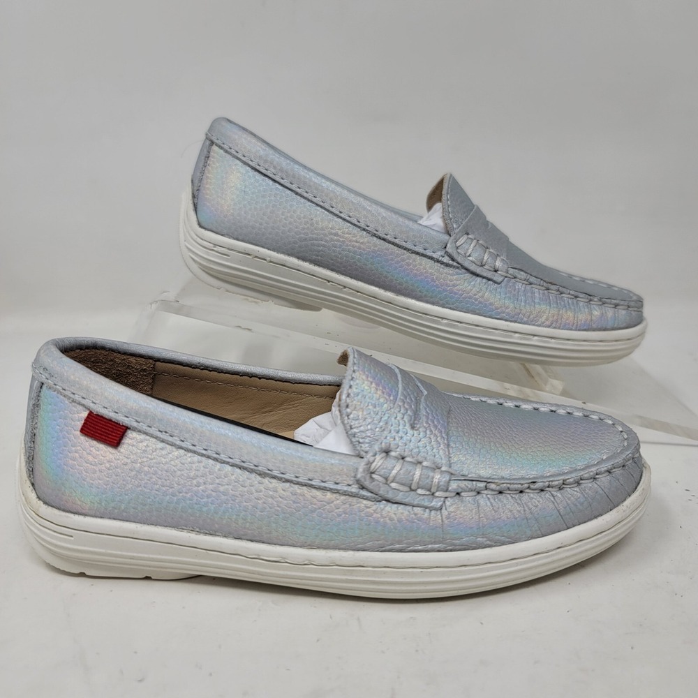 MARC JOSEPH NEW YORK Unisex Boys/Girls Leather Loafers Silver White Size 11.5 M - Picture 2 of 11
